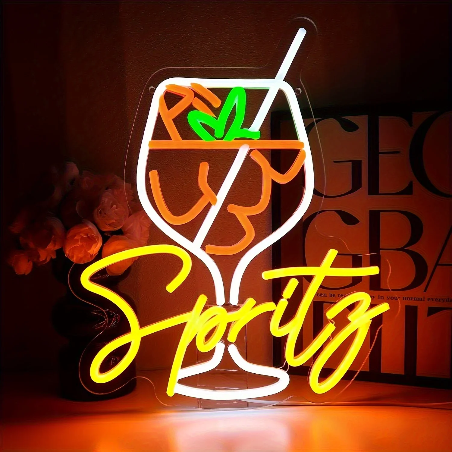 スプリッツカクテルネオンサイン、usb調光式ledネオンライトサイン、ドリンクバー、男性用隠れ家、寝室、ホテル、ショップ、ゲームルーム、パーティー、壁飾り用