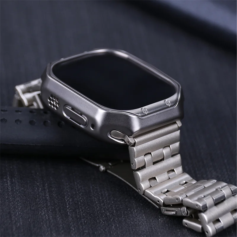 Tali logam untuk jam tangan Apple seri 10 9 8 7 SE 46mm 42mm 45mm 41mm 38 40 44mm gelang baja tahan karat untuk iWatch Ultra 2 49mm