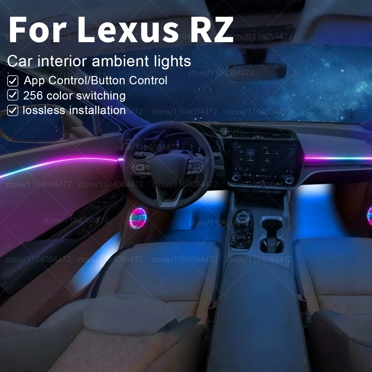 

For Lexus RZ e-TNGA 22in1 RGB Car Interior Acrylic Car Ambient Lights RGB Hidden Acrylic Strip Decoration Atmosphere Accessories