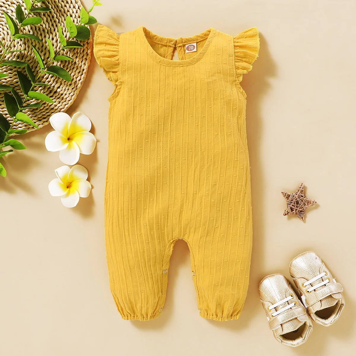 Baby Girl Ruffle Sleeve Romper Newborn Baby Casuals Clothes Summer Cute Bodysuit Jumpsuit Baby Girl Clothing for 0-18 Months