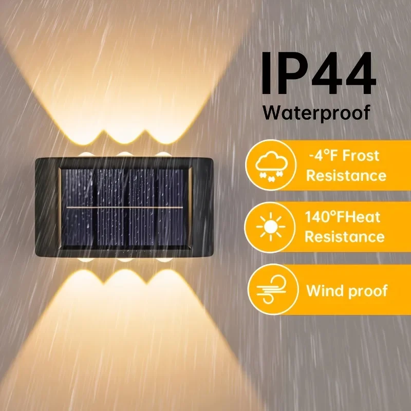 1/2/4/8Pack Solar Powered Wall Lights Outdoor Waterproof LED Solar Light Up and Down Luminous Lighting for Garden Fence Decor