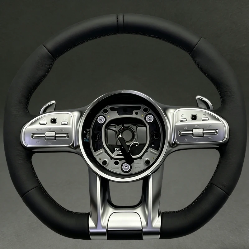 Full Leather Steering Wheel for Benz W809 W205 W212 W809 W218 Old Model Upgraded to New with Sliver Trim Button DIY Color Hot