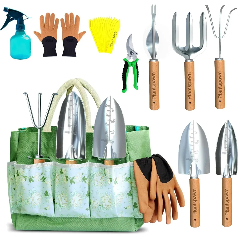 

Набор садовых инструментов из 24 предметов с сумкой — сверхпрочные нержавеющие ручные инструменты с деревянными ручками, включая 15 бирки для растений — идеальный gif