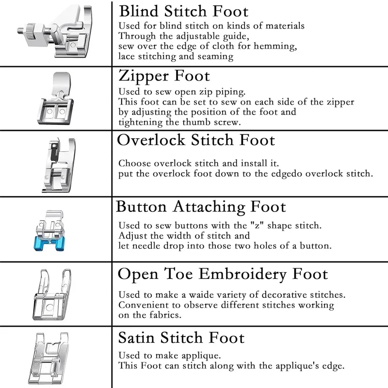 프레서 풋 키트 세트 재봉용 프레서 싱거 브라더 자노메 가정용 재봉틀 부품 액세서리용