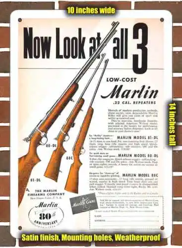 Metal Sign - 1950 Marlin .22 Rifles- 10x14 inches