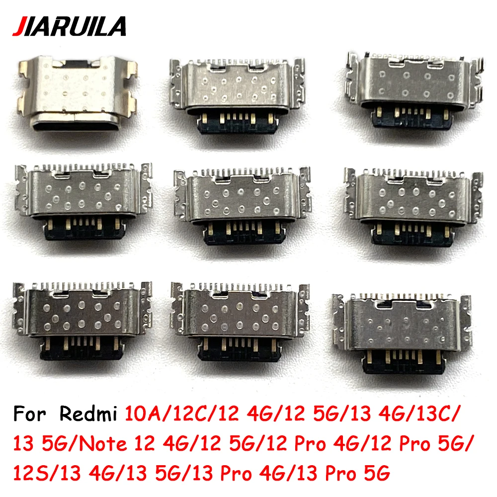 50Pcs，NEW Micro Mini USB Connector socket Charging Port Jack Plug For Xiaomi Redmi 14C 12C 10A 12 13 13C Note 13 Pro 4G Plus 5G