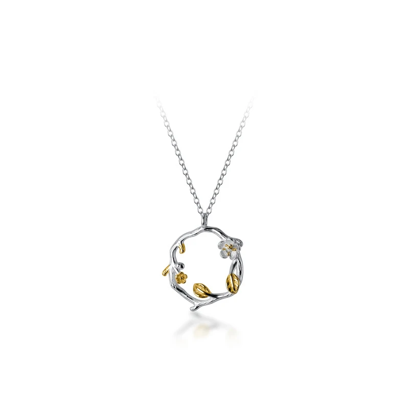 Modian 2021 New LuxurySterling Silver 925 Tree And Flower Choker Neckalce Pendant for Women Charm Statement Jewelry Collier