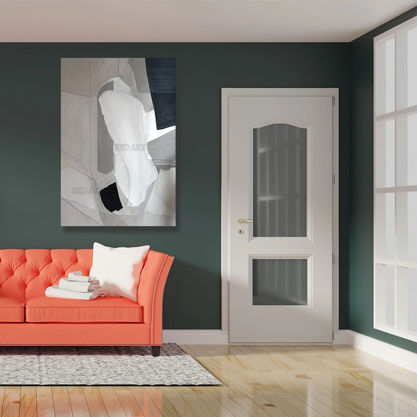 

100% ручная роспись, картина маслом серого цвета, абстрактный декор интерьера, стены, предмет искусства, холст без рамы, роскошные картины на заказ