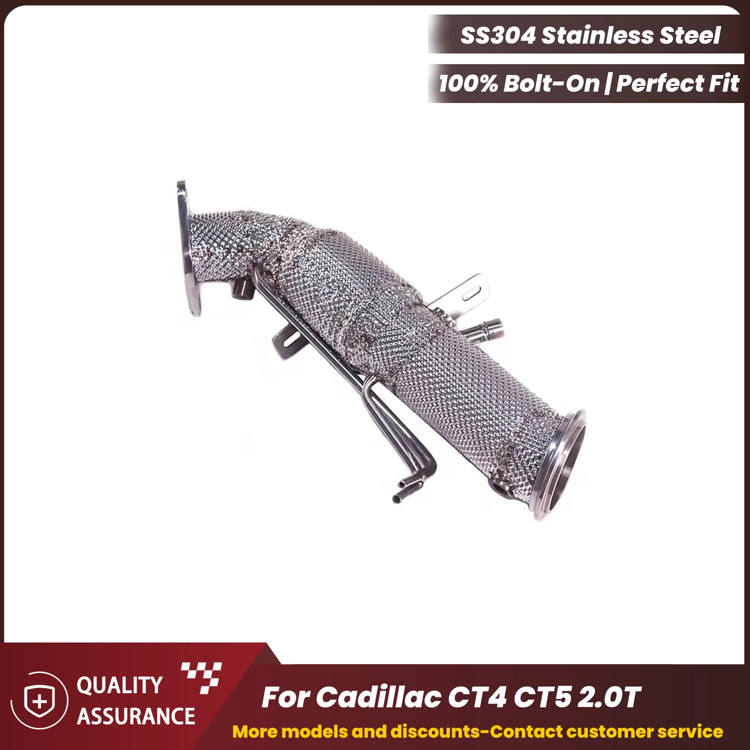 

ECCF Sports Downpipe With Heat Shield For Cadillac CT4 CT5 2.0T Aggressive Exhaust Sound High Flow Performance Upgrade