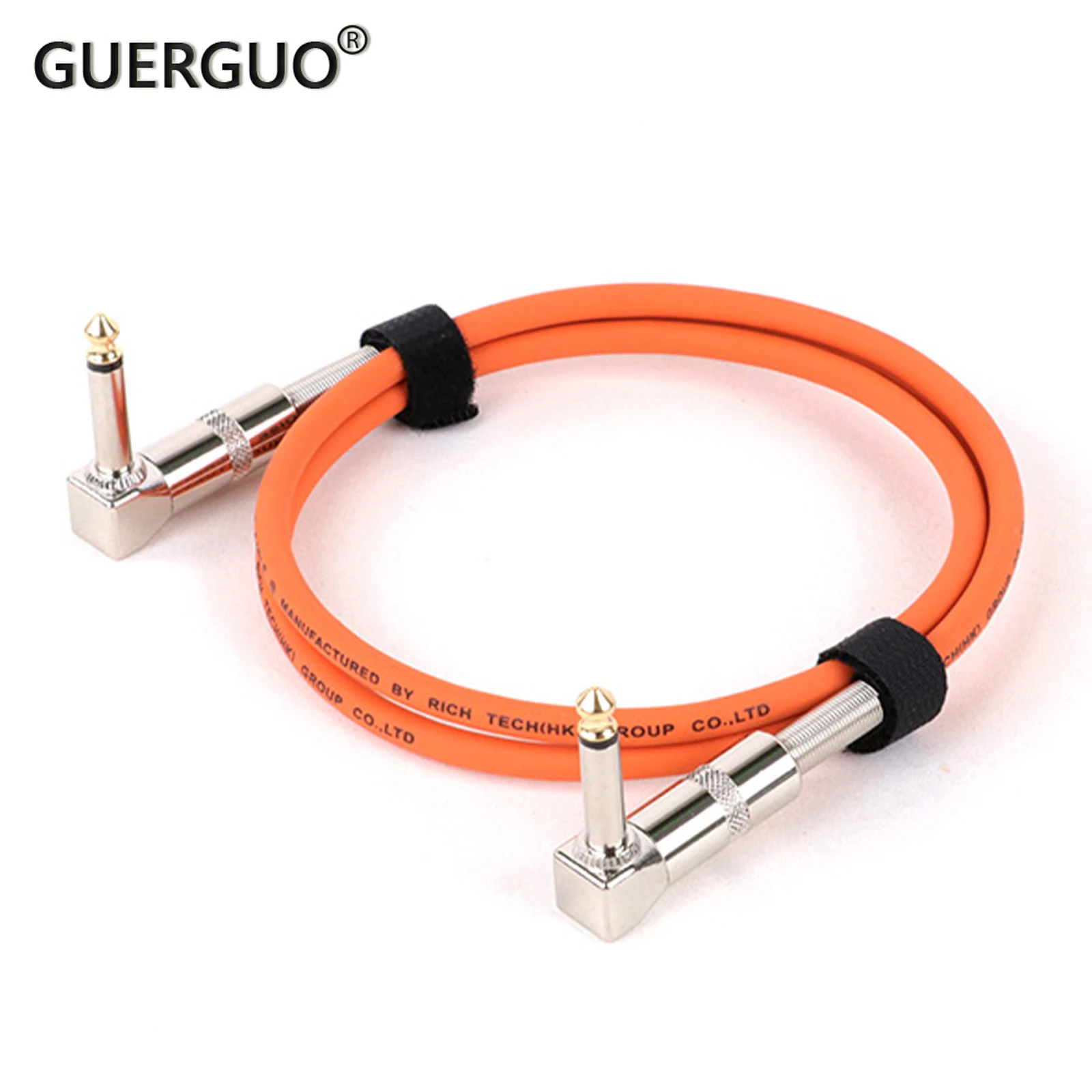 0.2M-15M Guitar Effects Pedal Cable Flat Patch Connector 6.35mm Mono Gold Plated Plug Copper Core Wire Adapter Line Round Head