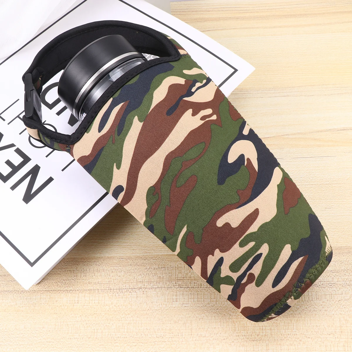 

2pcs Camouflage Printed Neoprene Water Bottle Sleeve Cup Holder Portable Insulated Lightweight Durable Handle Outdoor Sports