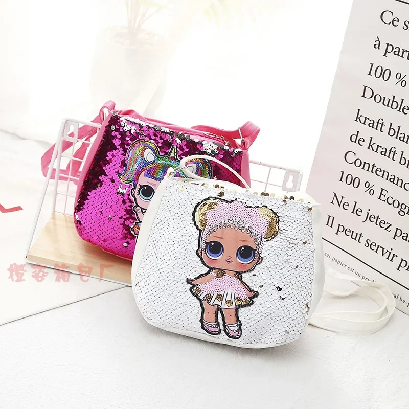 

New Children's Sequin Crossbody Bag Cute Doll Girls' Beaded Shoulder Bag Children's Cartoon Casual Mini Bag