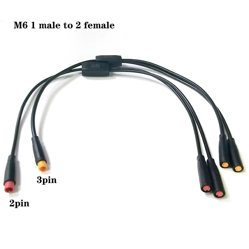 6mm M6 2 3 5 Pin 1 male to 2 female Splitter Julet Electric Butt Cable Plug Connector for ebike waterproof  Signal Sensor cord