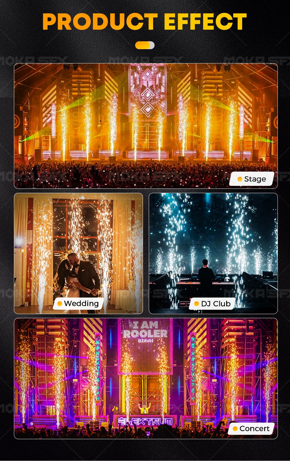 SFX Outdoor Waterproof Spray 4-10M Manufacturers Cold Spark Machine Dj Club Stage Event Dmx Cold Sparkler
