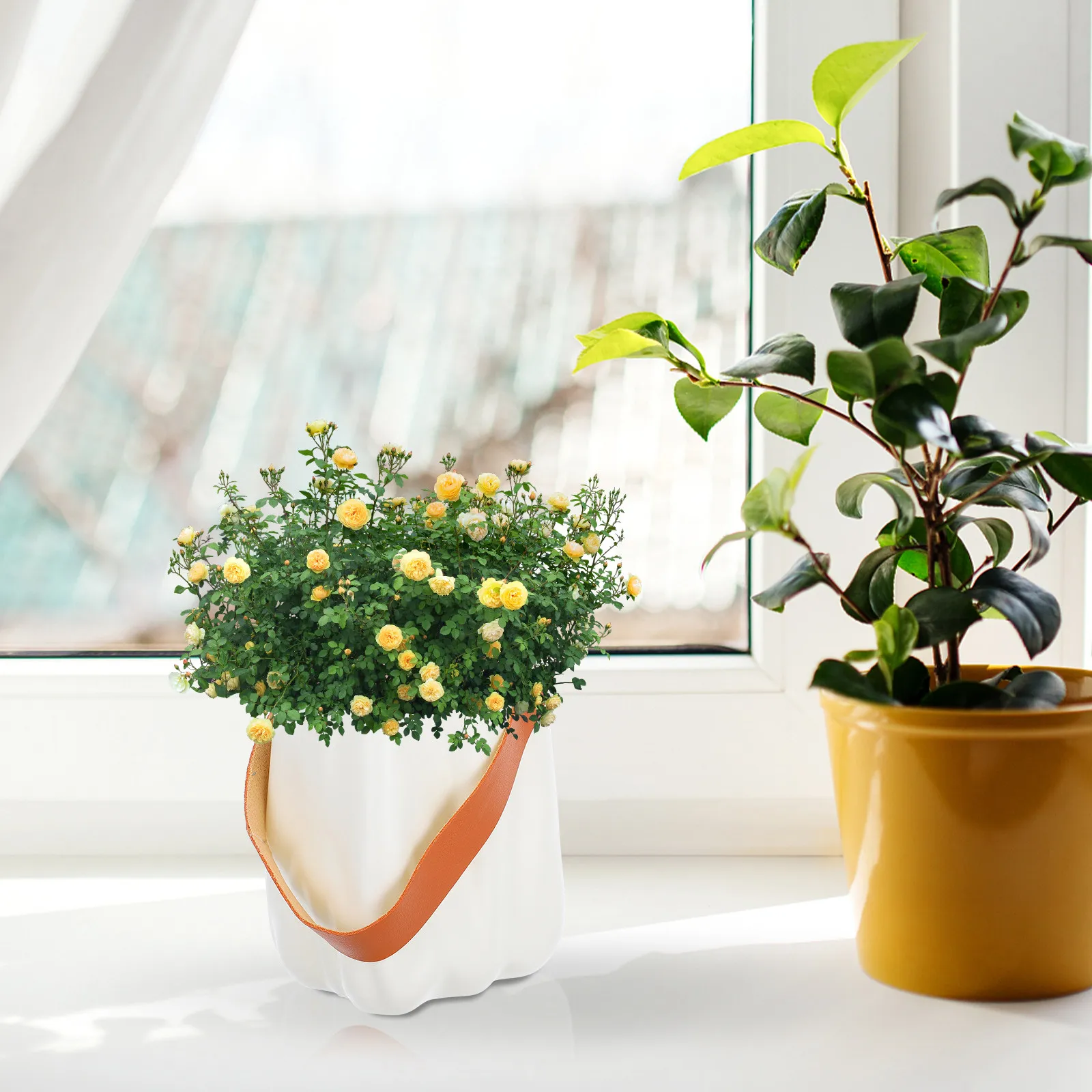 Modern Handbag Shaped Flower Vase Planter European Design Tabletop Decor for Artificial Dried Silk Flowers Lightweight Pe PU