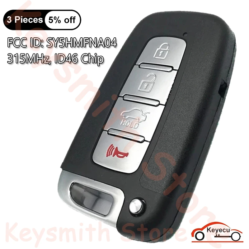 

KEYECU Smart Remote Key With 4 Buttons 315MHz ID46 Chip - FOB for Kia Borrego Forte Optima Rio Sorento Soul Sportage, SY5HMFNA04