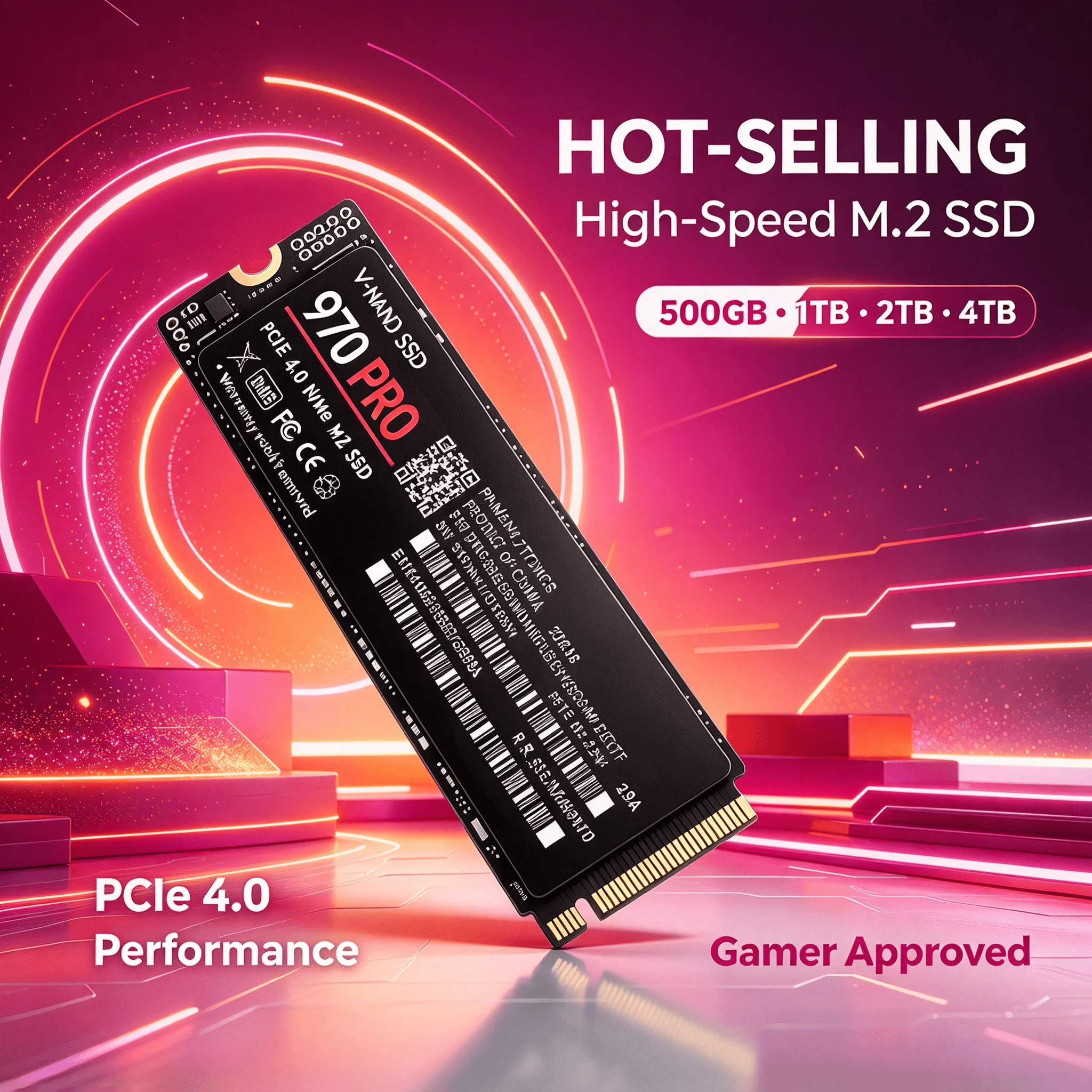 SSD NVMe M.2 970 PRO PCIe 4.0x4 7300MB/s 500GB 1TB 2TB 4TB Carrega Jogos em Segundos PS5 Laptop Desktop Interno