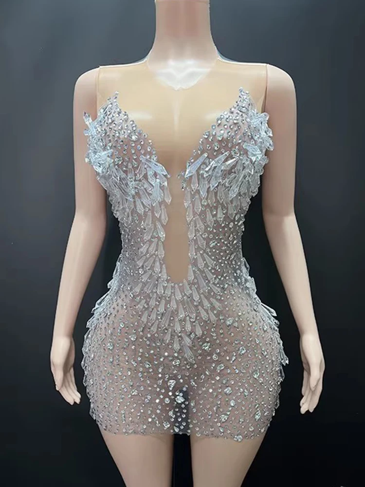 High Quality Rhinestone Color Blocked Elastic Dress 2025 New Fashion Custom Women'S Clothing