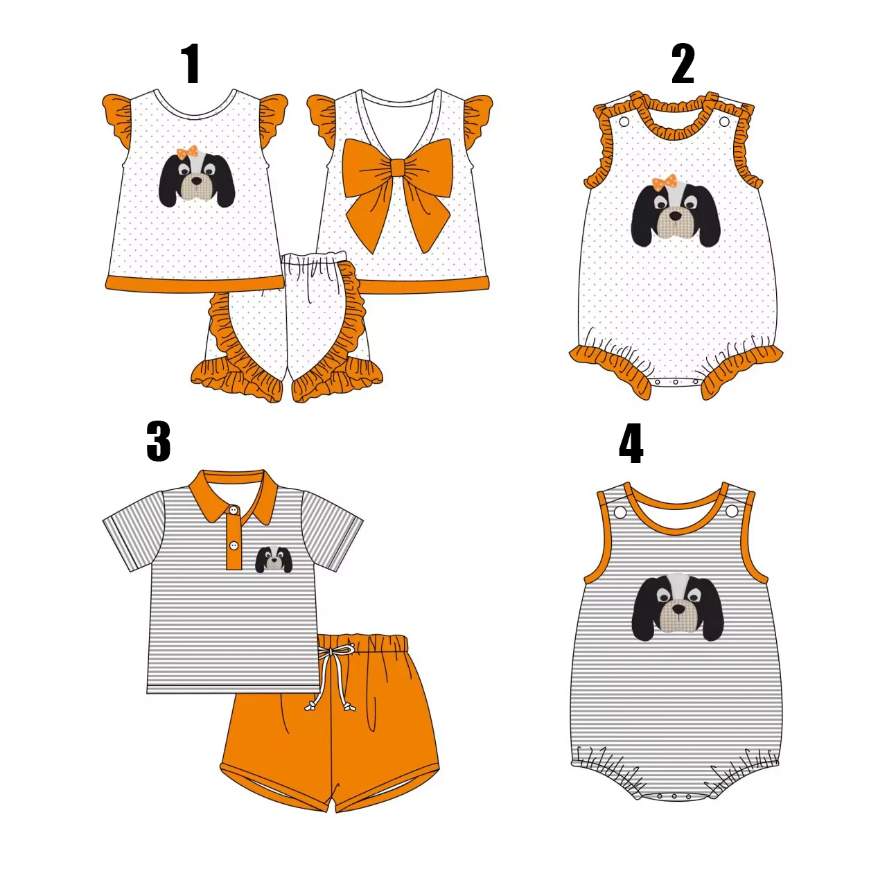 Boutiques Kids Family Clothes School Outfits Girls Clothes Boys Sets With Baby Rompers Custom millk silk