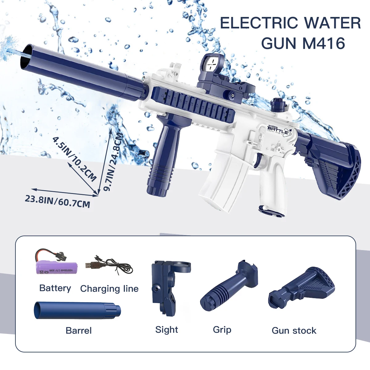 M416 wysokociśnieniowy elektryczny pistolet na wodę w pełni automatyczna strzelanka zabawka plaża rozrywka na świeżym powietrzu prezent dla dzieci i