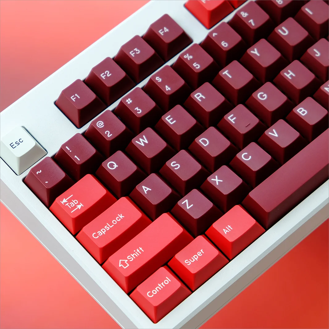 170+ Keys QX GMK Jamon Keycaps PBT Double Shot Cherry Profile Red for 61 64 68 74 87 96 980 100 layout Mechanical Keyboard