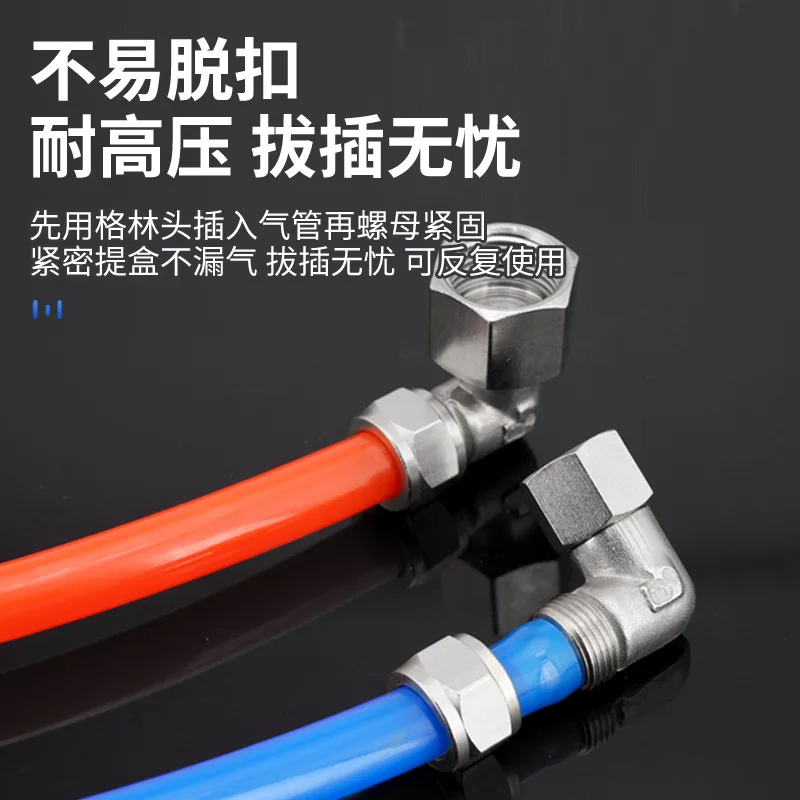 Trachea quick screw joint Internal thread bending cylinder KPLF6 8 10 12 Brass pneumatic right angle quick elbow