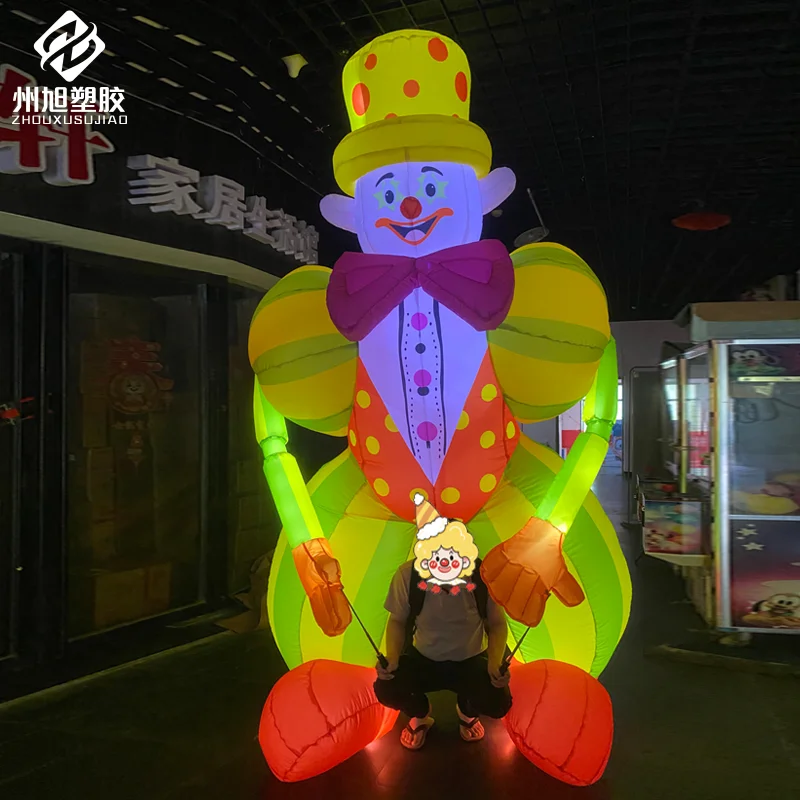 Inflatable walking clown air model figure, cartoon giant costume, customized parade and bar performance props
