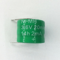 1PCS/LOT 20mah 3.6v Ni-MH  Button Cell Ni MH Batteries With Pins  Rechargeable Battery