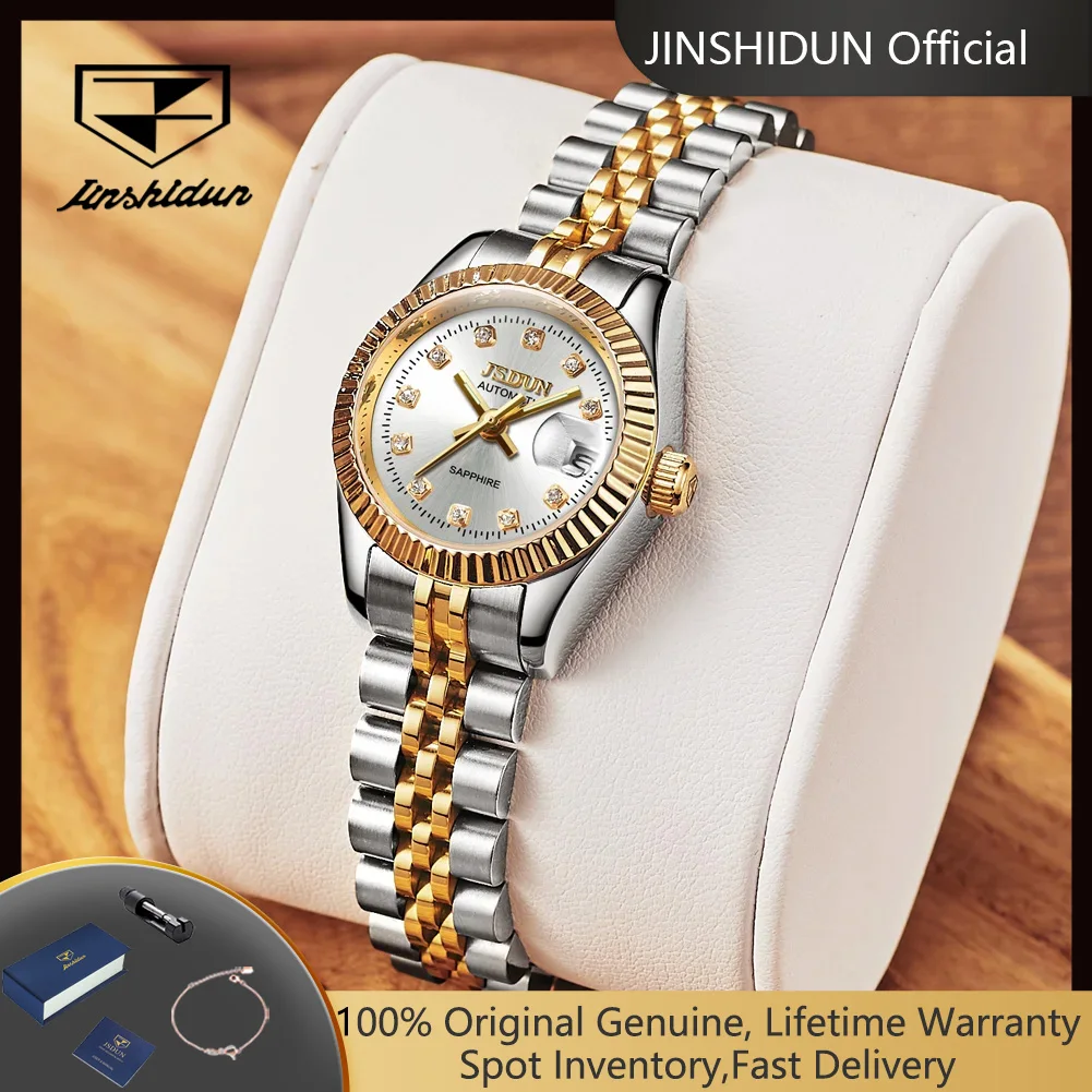 

JSDUN 8737 женские часы, лучший люксовый бренд, оригинальные автоматические механические часы для женщин, деловые наручные часы с календарем и бриллиантовой шкалой