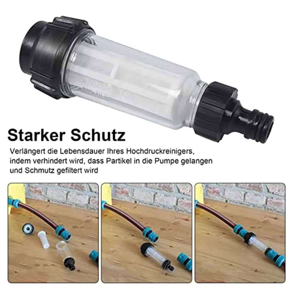 Mangueira de jardim do filtro de água, pré-filtro com 5 inserções filtrantes, 2 adaptadores rápidos, 3/4"