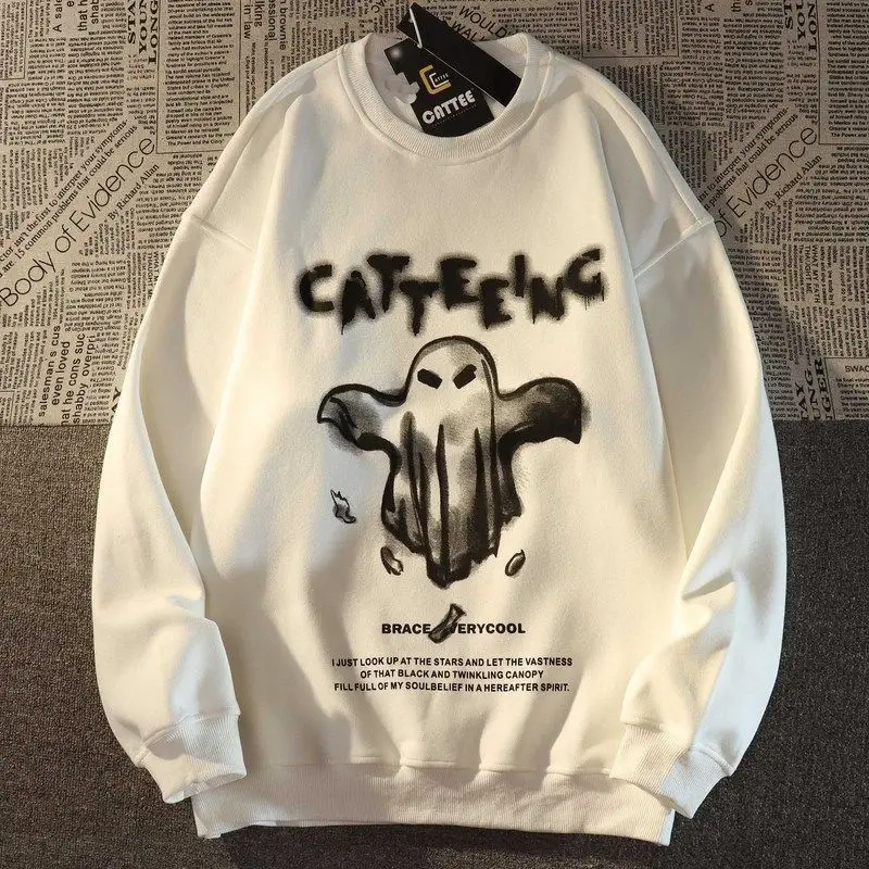 Personality Harajuku Gothic Printed Hoodie American Loose Simple Y2k Fashion  Streetwear Art Hoodie Men Women Top