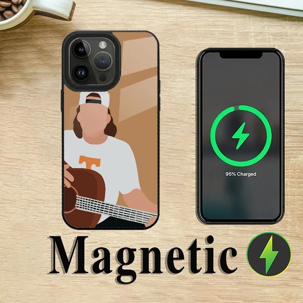 Magsafe-iPhone 16,15,14,13,12,11 plus,pro,max用の磁気ワイヤレス充電電話ケース,アメリカの歌手,m-morgan Wallen mini
