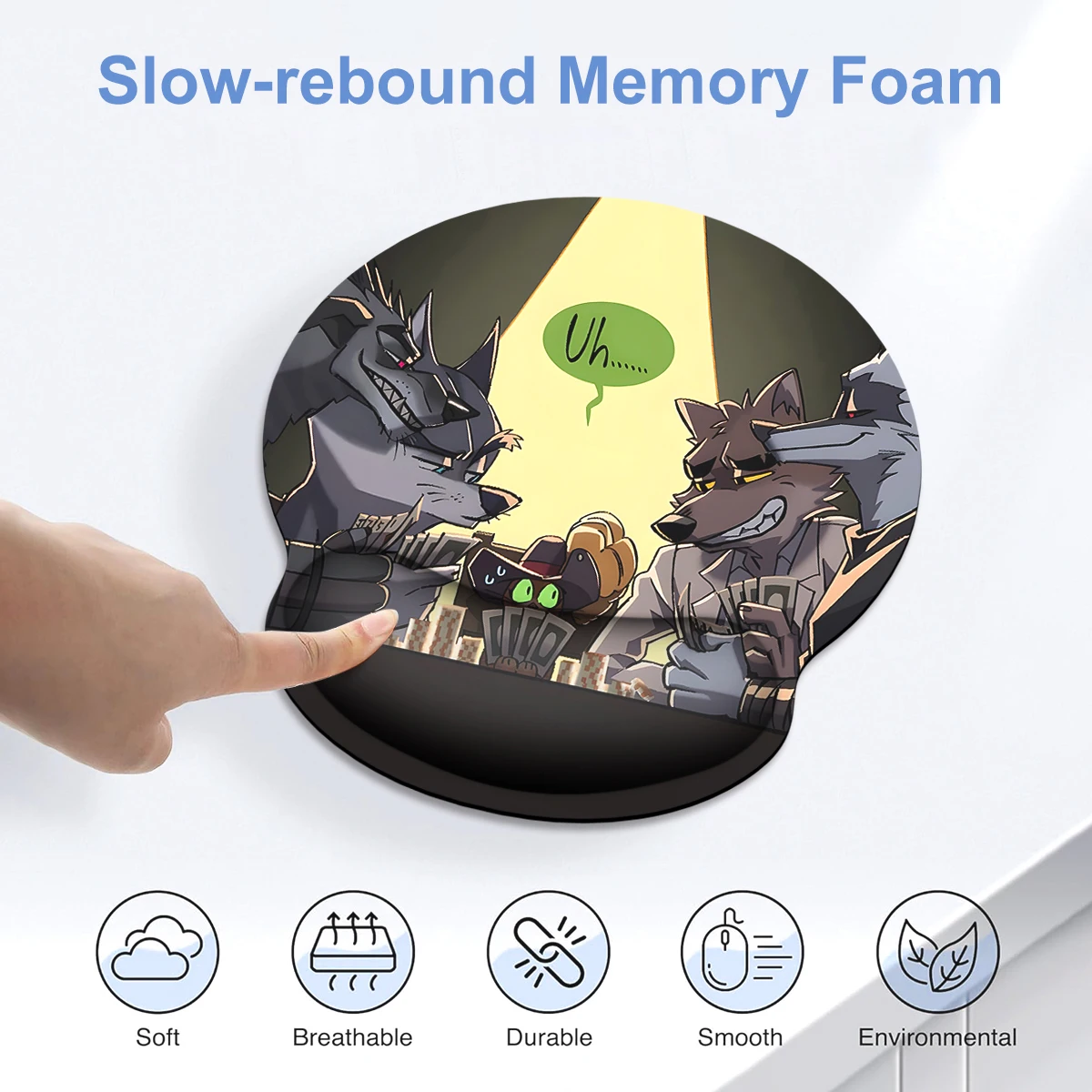 1pc  Fatal Fury Special Design Wrist Mouse Pad Ergonomic Soft Anti-Slip Wrist Rest Support Mat Computer Mouse Pad For Office PC