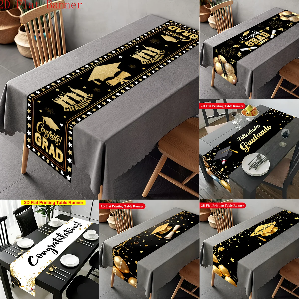 1pc Graduation Season Theme Table Flag  Table Runner 2026 Graduation Party Decoration