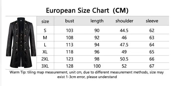 Men Victoria Edwardian Steampunk Trench Coat Frock Outwear Vintage Prince Overcoat Medieval Renaissance Jacket Cosplay Costume view 5