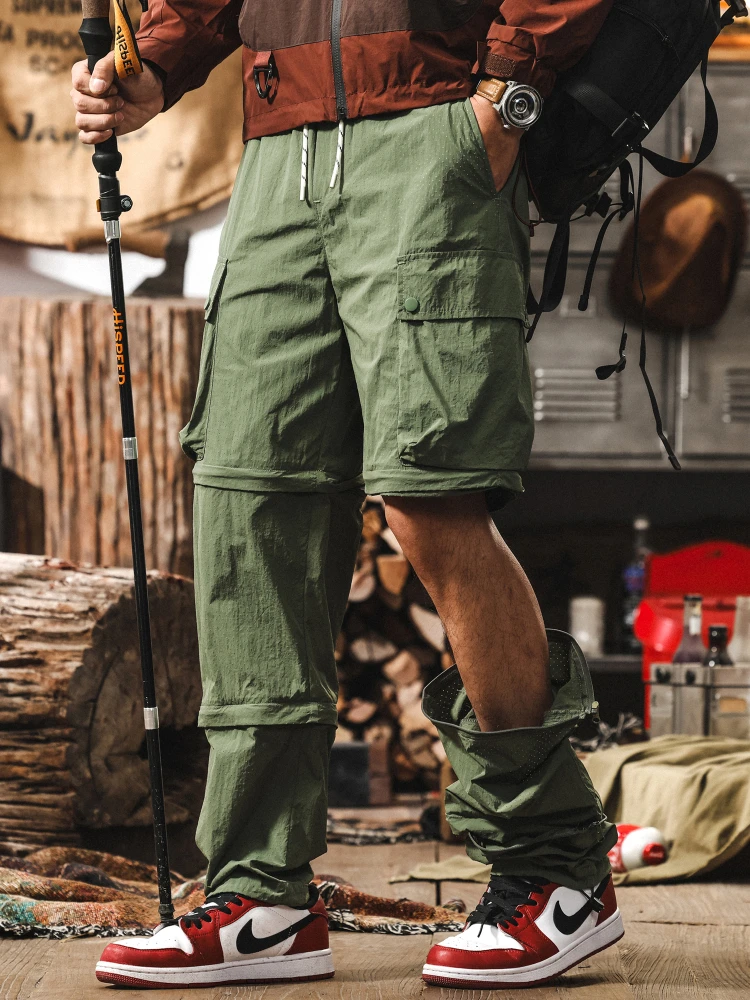 

Съемная футболка из ледяного шелка, прохладная повседневная уличная рабочая одежда, брюки для мужчин, легкие, тихие, свободного покроя, летние L...