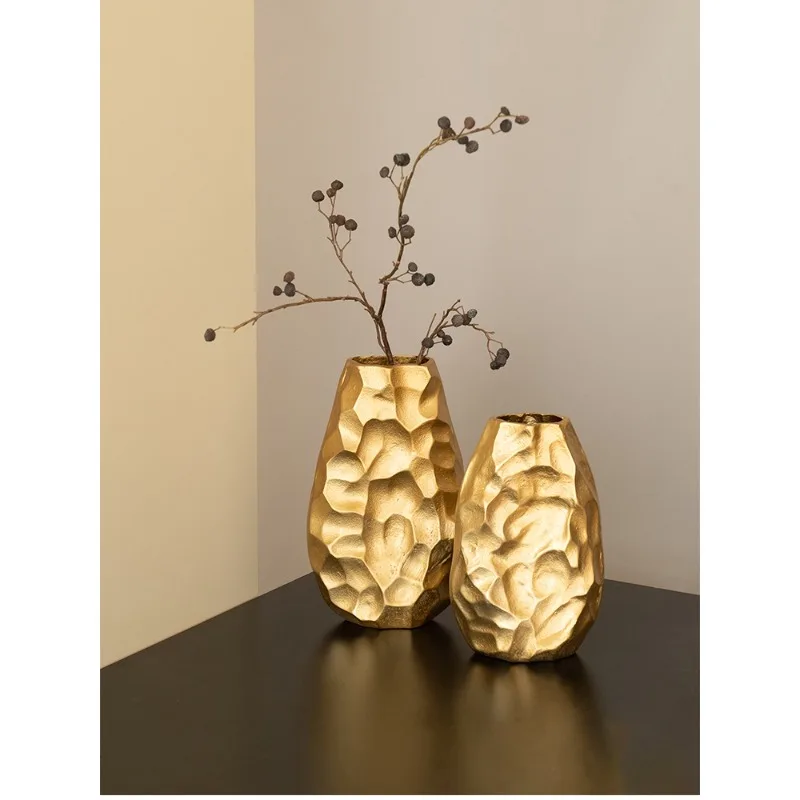 Hammer aluminum metal vase ornament wabi-sandy wind living room entrance model room home desktop decoration soft