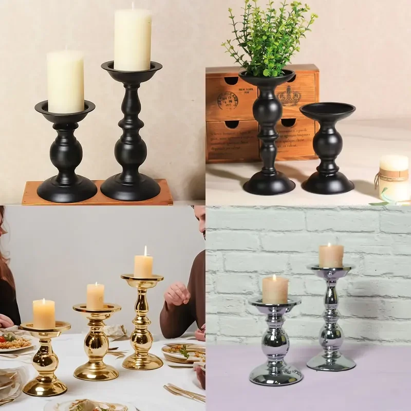 Vintage Iron Aromatherapy Candle Holder Black Roman Column Style Atmosphere Decoration for Dining Table Bedroom Desktop Home