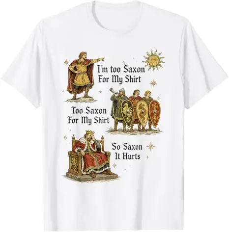 Zu sächsisch für mein Hemd – Lustiges T-Shirt mit mittelalterlichem Humor, Y2k, angelsächsisches Vintage-Grafik-T-Shirt, weiche Baumwolle, kurzärmelig. – Detail 21