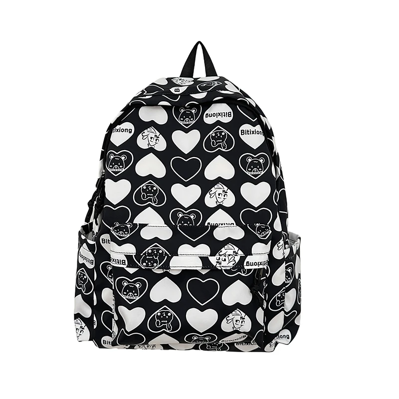 

Heart Pattern Backpacks For Women Cute Fresh School Bags For Teenage Girls Large Capacity Leisure Or Travel Bags Cloth Packages