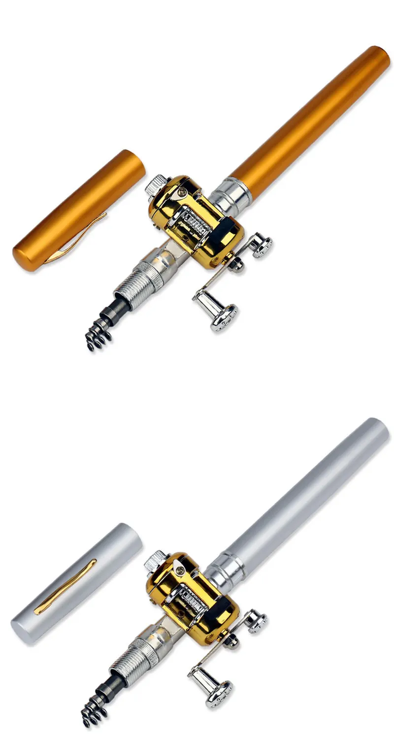 TAKEDO-Tragbare Eis Angelruten, Stift Form, Teleskop Reise Angelrute, Reel Linie Köder Haken Set, Spinning Boot Ruten – Detail 5