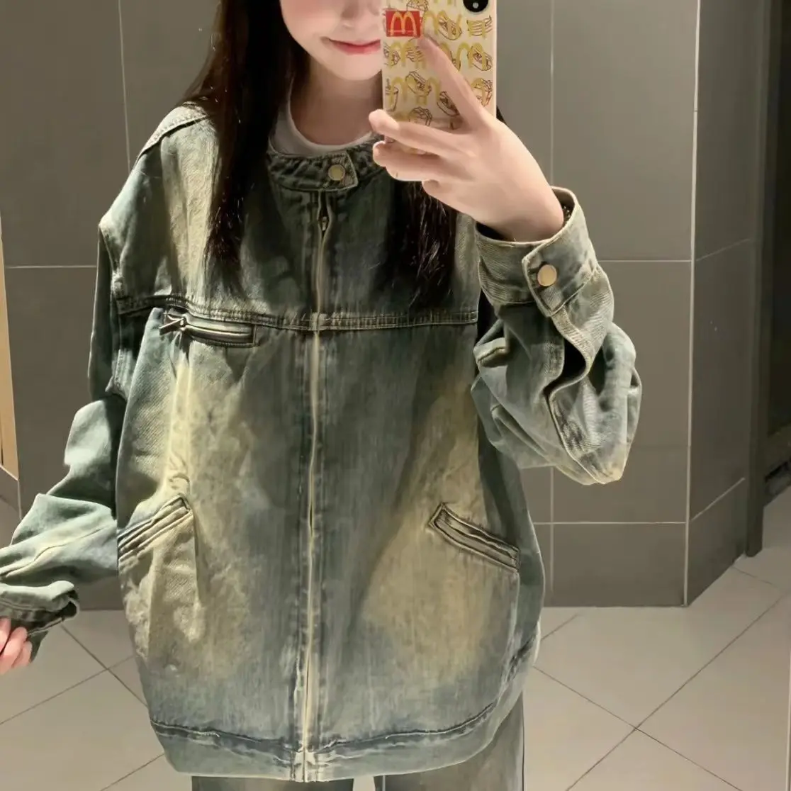 American Retro Sweet and Cool Spicy Girl Denim Jacket Women's 2025 Spring and Autumn Loose Temperament Casual Cardigan Jacket S4