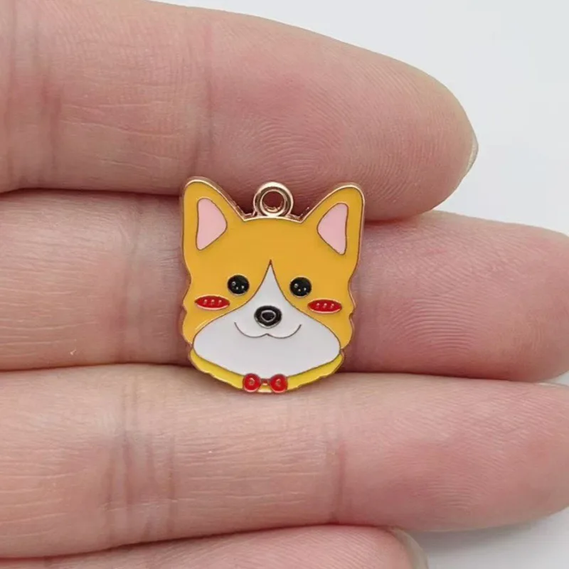 12pcs cartoon pet spotted dog alloy oil drop pendant, DIY jewelry making earrings, keychain accessories view 5