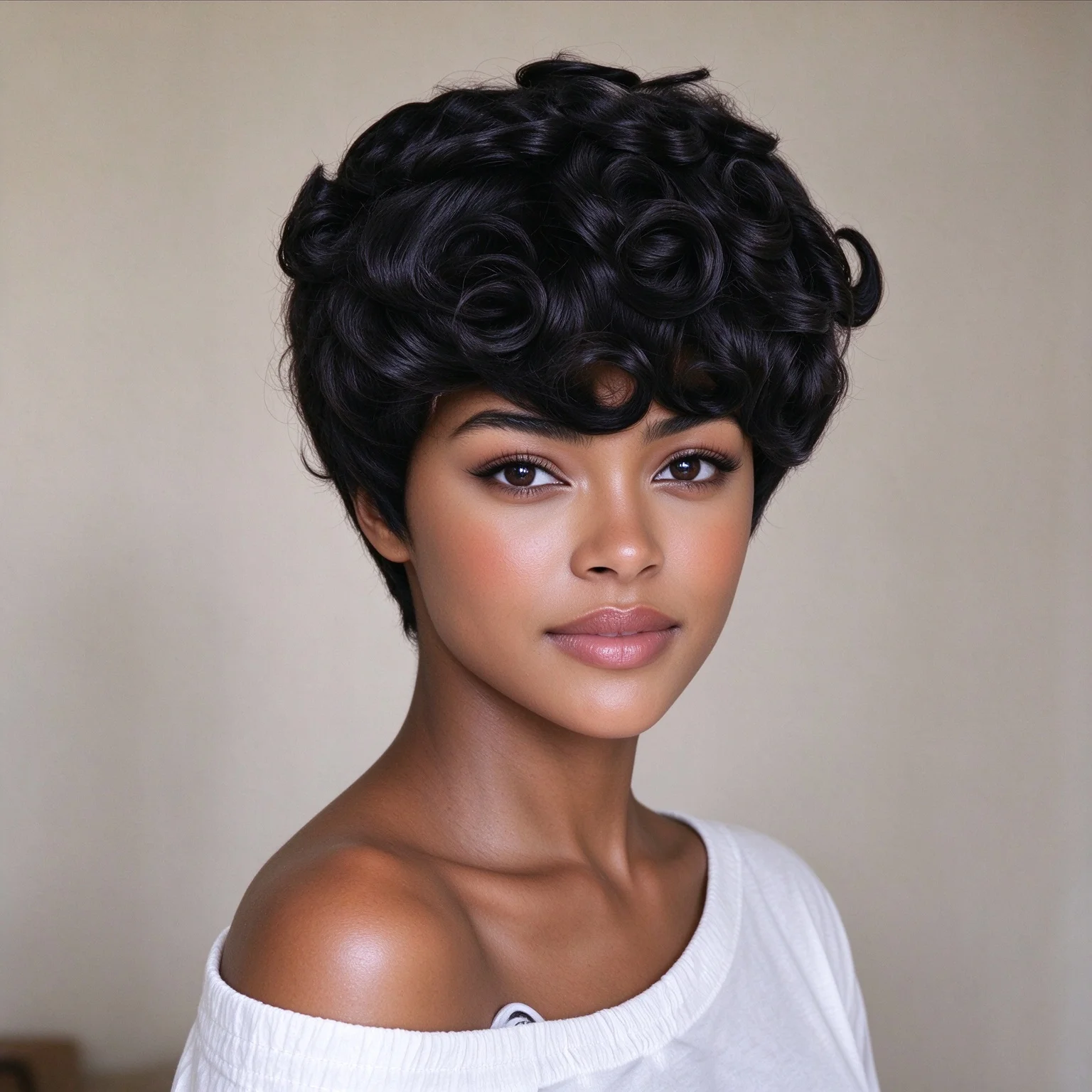 Elegant Bouncy Short Pixie Wigs Deep Wave Curly Bob Wigs Human Hair Wigs For Women Machine Made Instant Hairstyle150% Density
