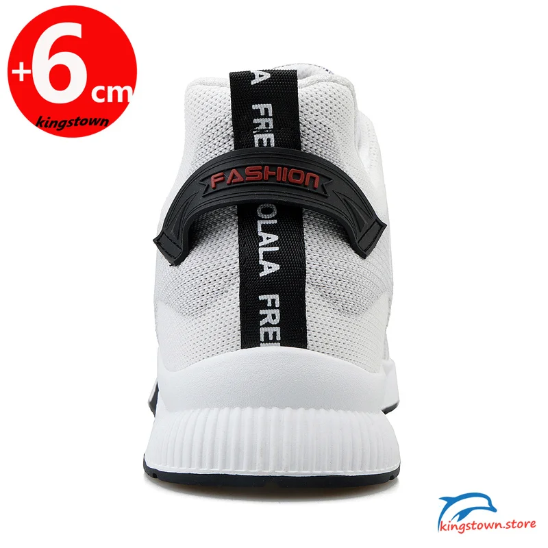 Zapatillas de deporte para hombre, zapatos con alzas, plantilla con aumento de altura de elevación de malla blanca, 6CM de talla grande 37-44