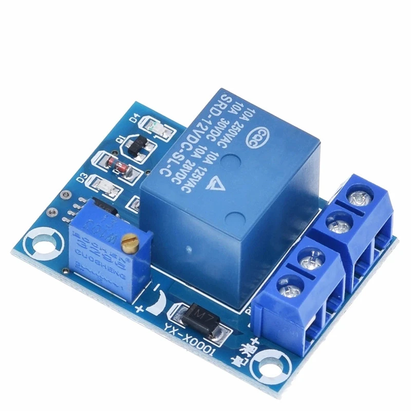 

12V battery under-voltage management module, automatic recovery from under-voltage, battery load power-off protection switch