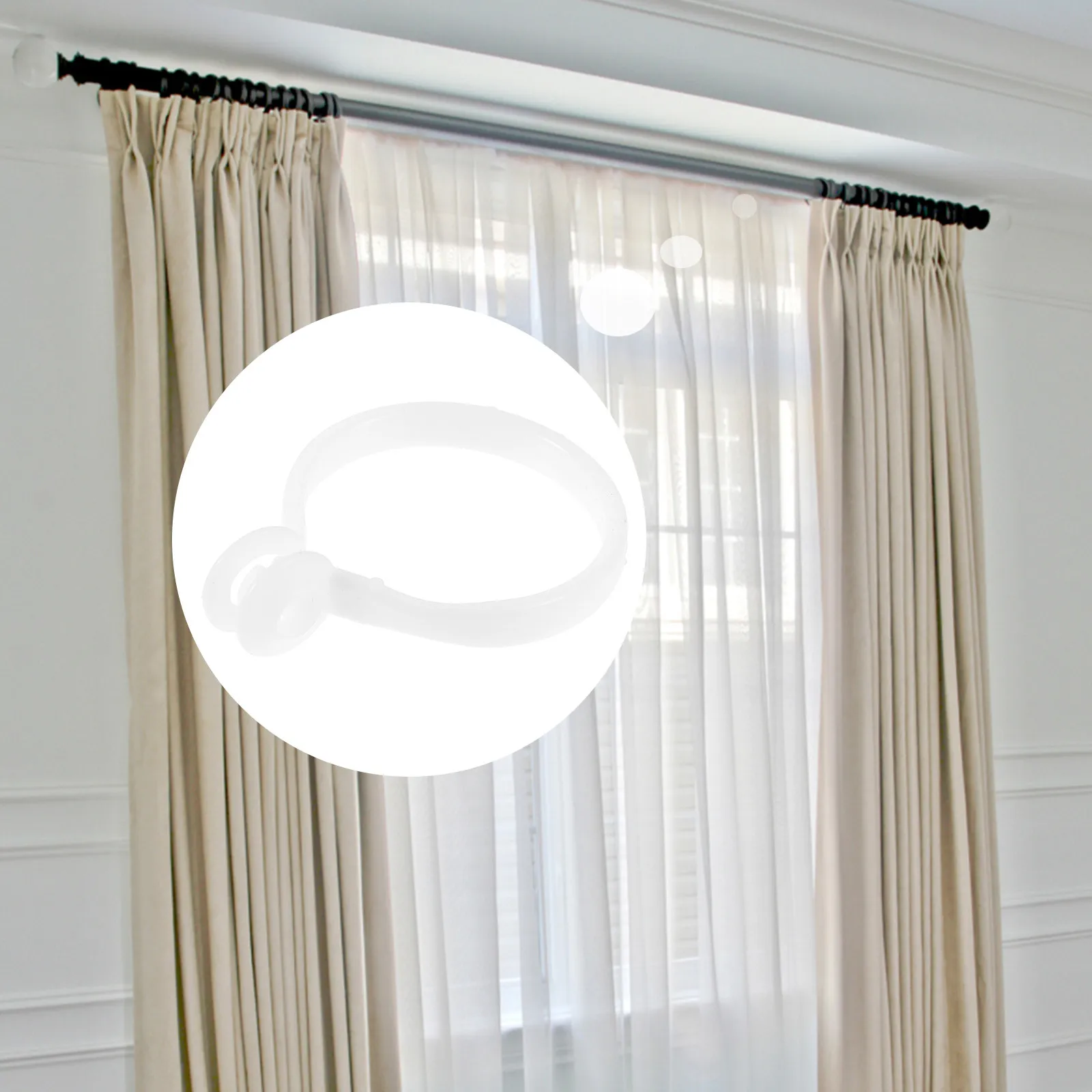 

30Pcs Curtain Rings Plastic Heavy Duty Hanging Rings for Household Drapery Roman Rod Shower Curtain Accessories