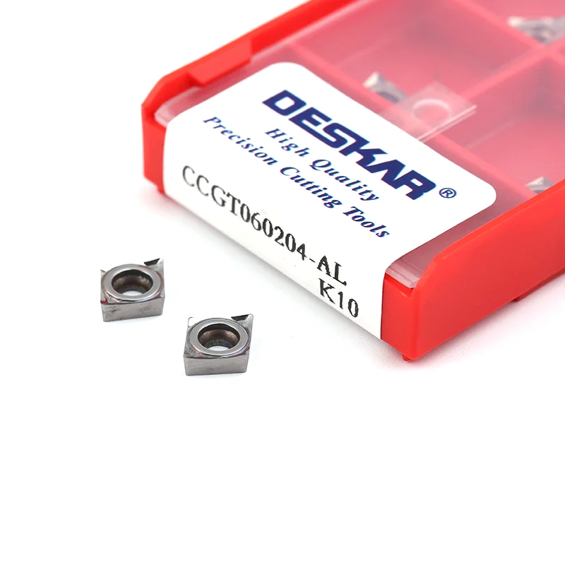 10 piezas CCGT 060202   CCGT 060204   CCGT09T302 CCGT09T304 CCGT09T308 AL K10 herramientas de torneado de torno CNC hoja cortadora CCGT para aluminio
