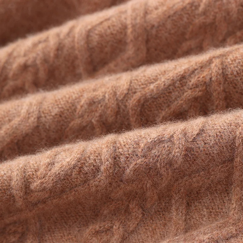 ハイエンドメンズピュアウールセーター O ネックツイストフラワー厚いプルオーバー 100% メリノウールニットウェア秋冬スマートカジュアルトップス