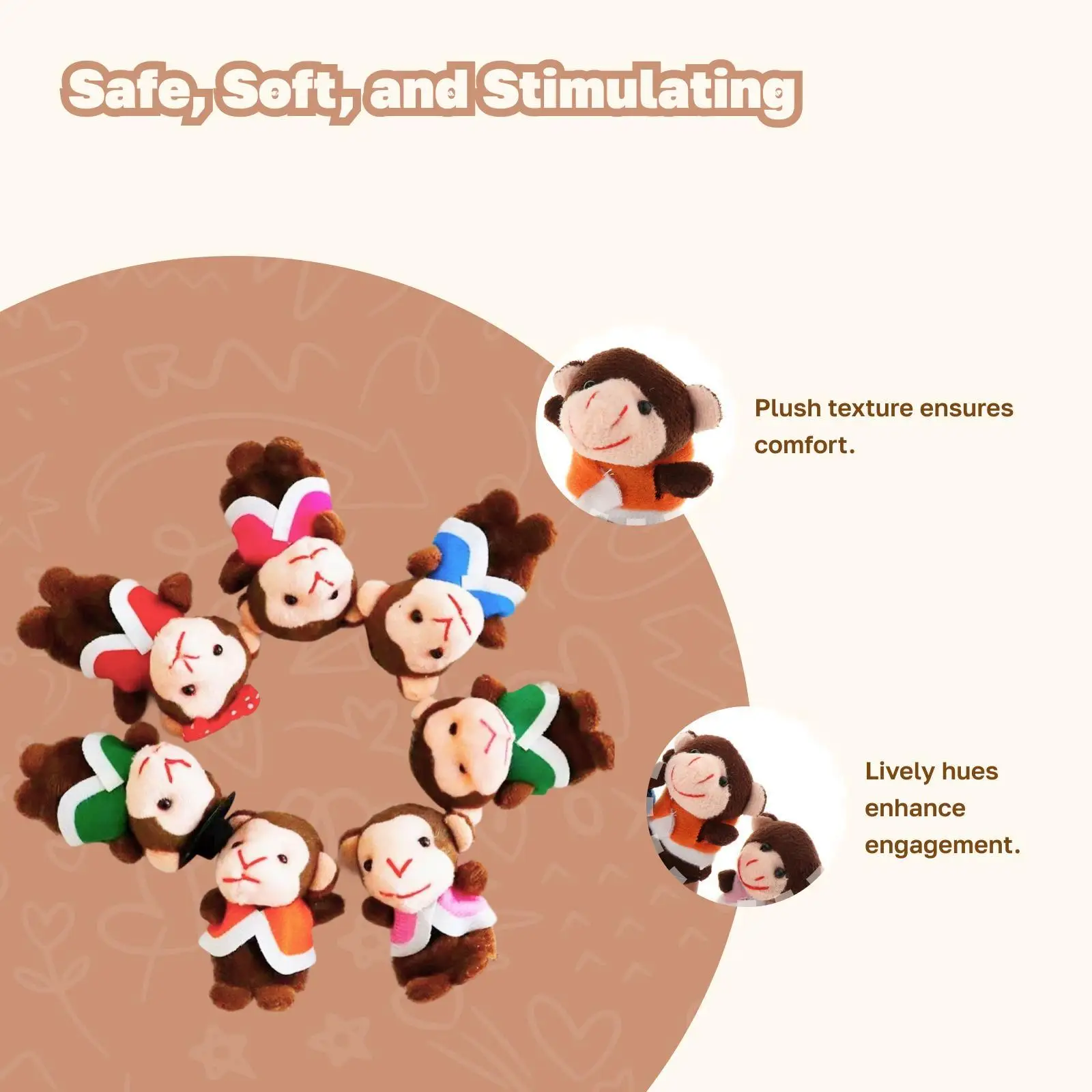 Juego de marionetas de dedo de animales de peluche suave, 7 Uds., juguetes educativos de estilo Animal de terciopelo del tiempo, regalo preescolar para guardería